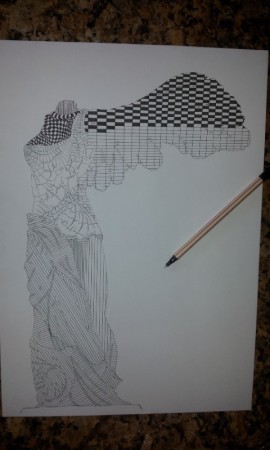 Textura no desenho da  estatua Vitória da Samotrácia